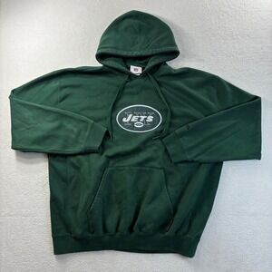 Y2K New York Jets Hoodie Mens XL Green Sweatshirt NFL Football Casual Vintage